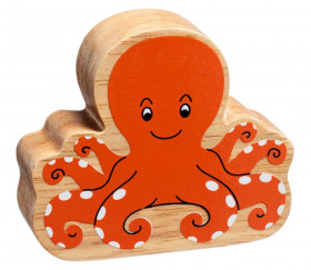 6 animaux de la mer en bois colorés pieuvre