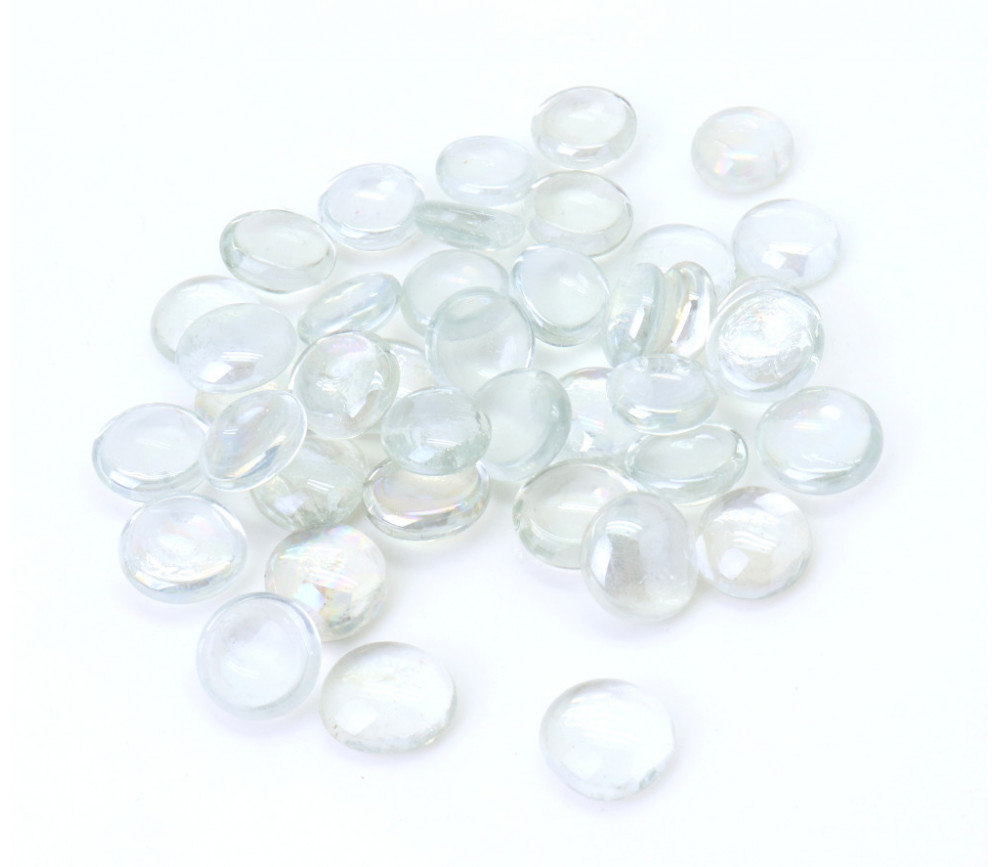 40 galets gems transparents mini pierres plates 18/22 mm