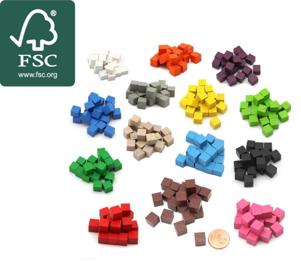 20 Cubes en bois certifié FSC 0.8 cm. 8x8x8 mm
