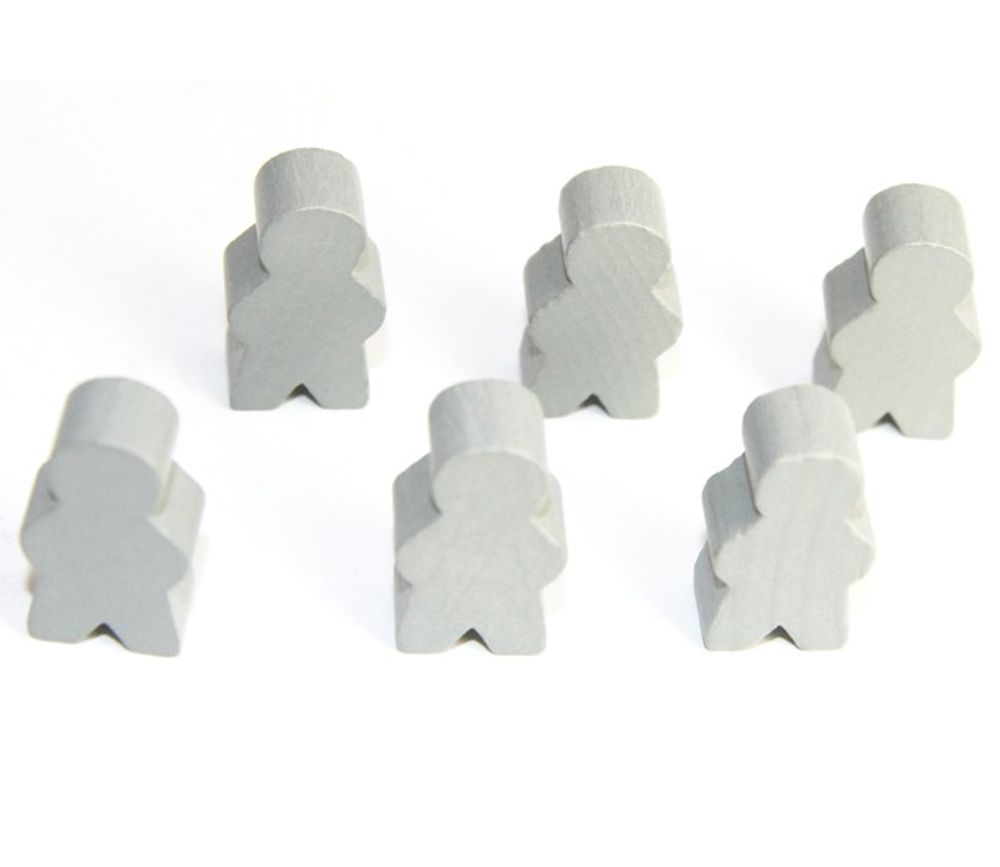 Pions personnage gris en bois bonhomme meeple