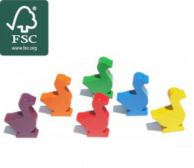 6 pions oie PM en bois certifié FSC multicolores pour jeu de l'oie 3.5 cm