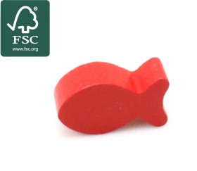 Pion poisson rouge en bois certifié FSC 24 x 13 x 8 mm pour jeu