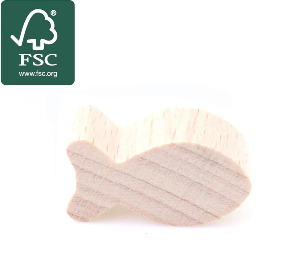 Pion poisson en bois certifié FSC naturel 24 x 13 mm pour jeu