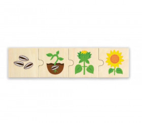 6 Puzzles en bois 4 pièces cycle de vie d'une fleur