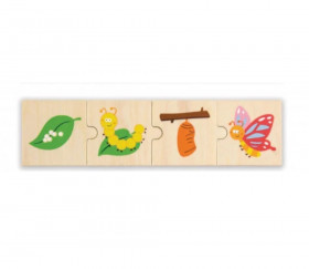 6 Puzzles en bois 4 pièces cycle de vie d'un papillon