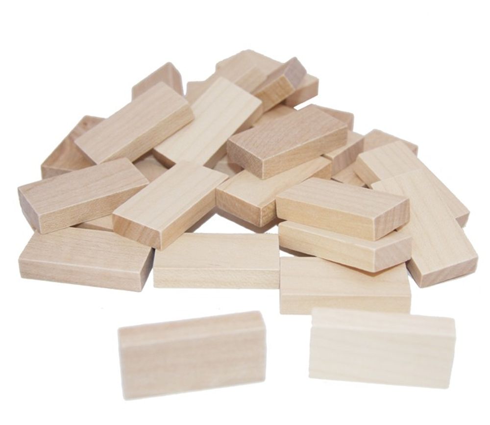 28 petits dominos en bois neutres à personnaliser 40 x 20 x 8 mm