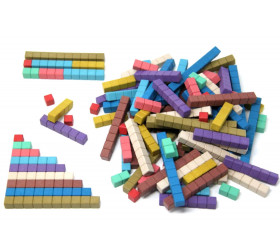 100 réglettes bois 10 couleurs Montessori 1 à 10 cm avec section unité