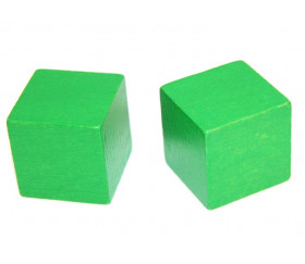 Cube en bois 3 cm vert pour jeu 30 x 30 x 30 mm