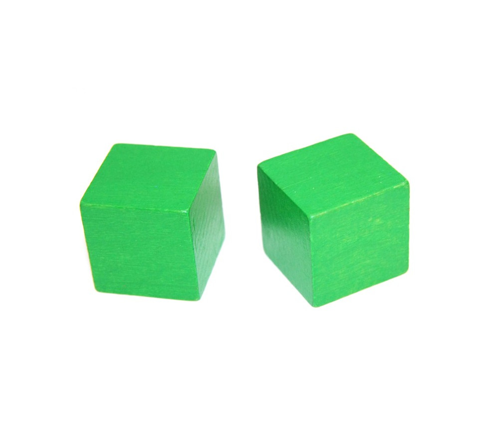 Cube en bois 3 cm vert pour jeu 30 x 30 x 30 mm