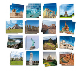Maxi mémory Découverte des lieux célèbres dans le monde - 34 cartes 9 x 9 cm