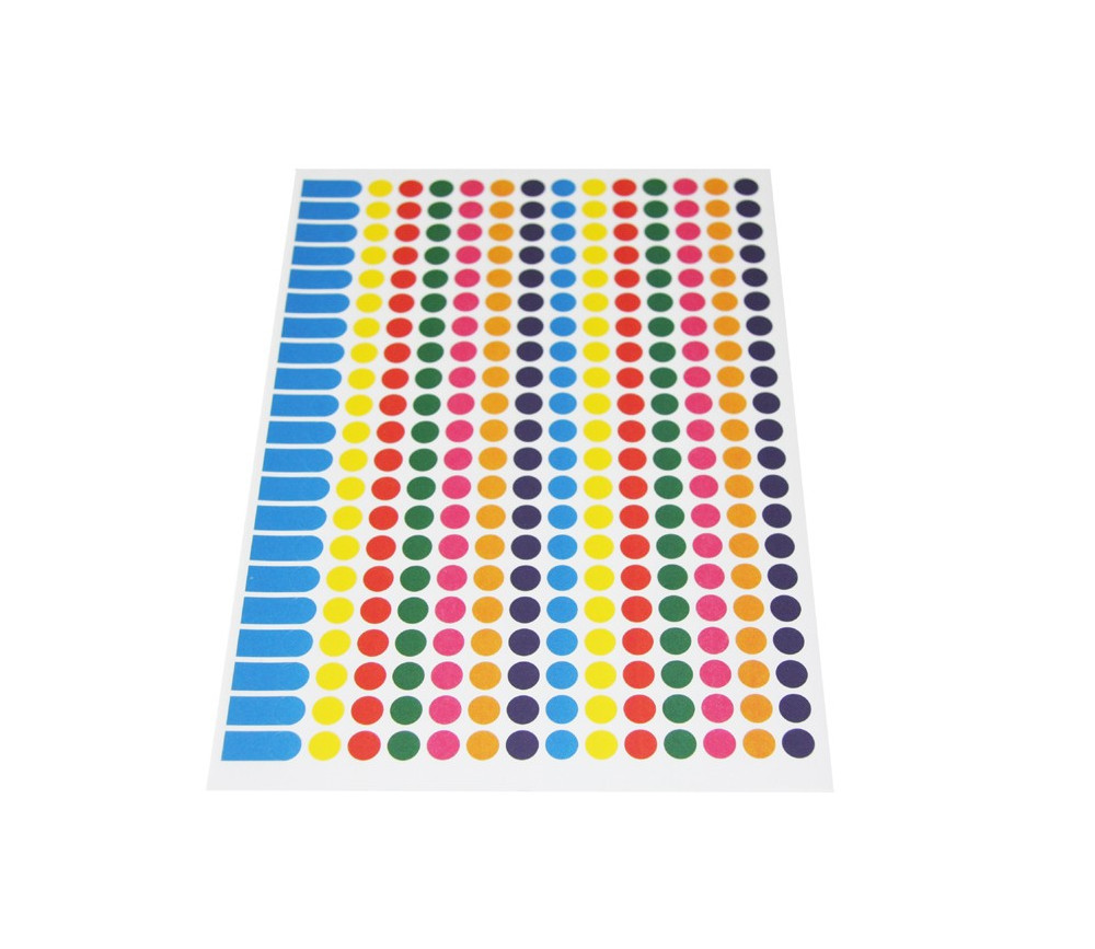 294 pastilles rondes autocollantes 8 mm en 7 couleurs