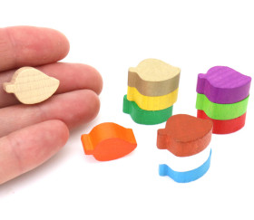 Pion mini Feuille en bois coloré 20 x 14 x 8 mm pour jeux