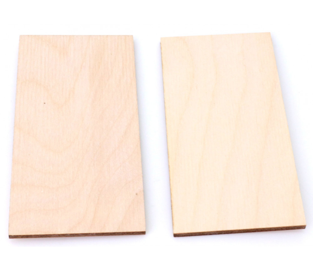 2 tuiles rectangles 10 x 5 cm en bois CP brut