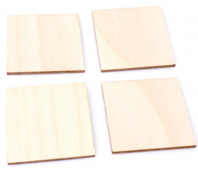 4 tuiles carrés 5 x 5 cm en bois CP brut