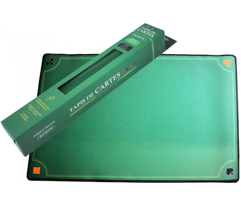 Tapis jeu Vert Belote professionnel - 40 x 60 cm