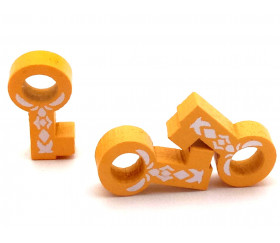 Pion clef jaune orange en bois 16 x 8 x 4 mm pour jeux