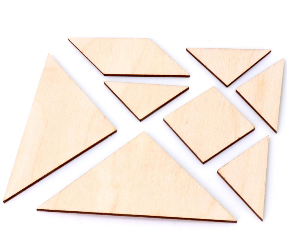 Tangram en bois brut CP de 10 x 10 cm - jeu à décorer