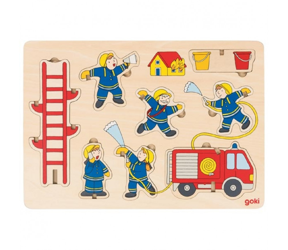 Puzzle en bois Les pompiers 8 pièces à empiler et à encastrer