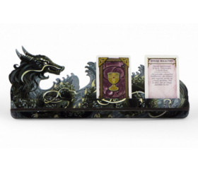Porte cartes dragon noir 21 cm. Support de cartes à jouer