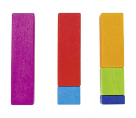 Réglettes graduelles en bois colorées - 10 couleurs de 1 à 10 cm