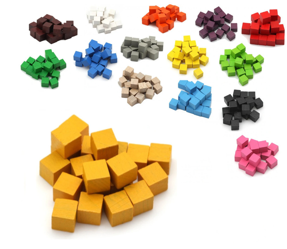 Cubes en bois 1 cm. 10 x 10 x 10 mm jaune d'or - bois FSC