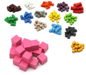 Cubes en bois 1 cm. 10 x 10 x 10 mm rose - bois certfiié FSC