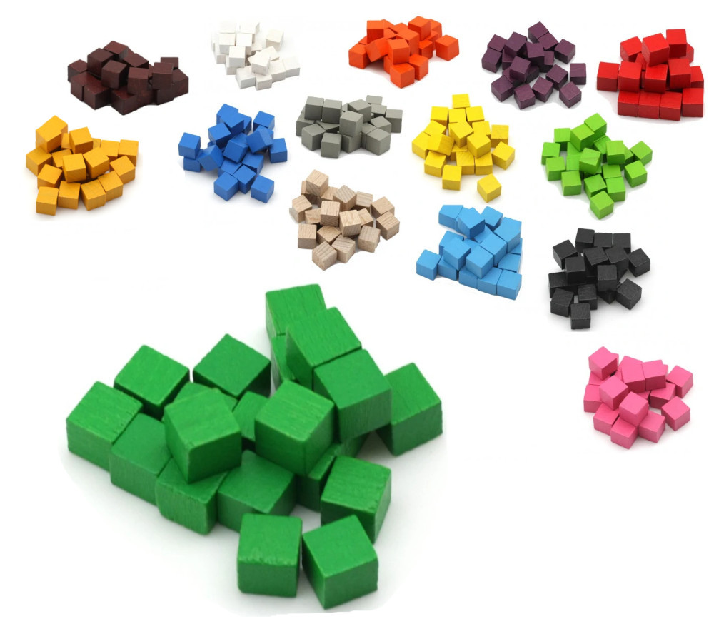 Cubes en bois 1 cm. 10 x 10 x 10 mm vert - bois certfiié FSC
