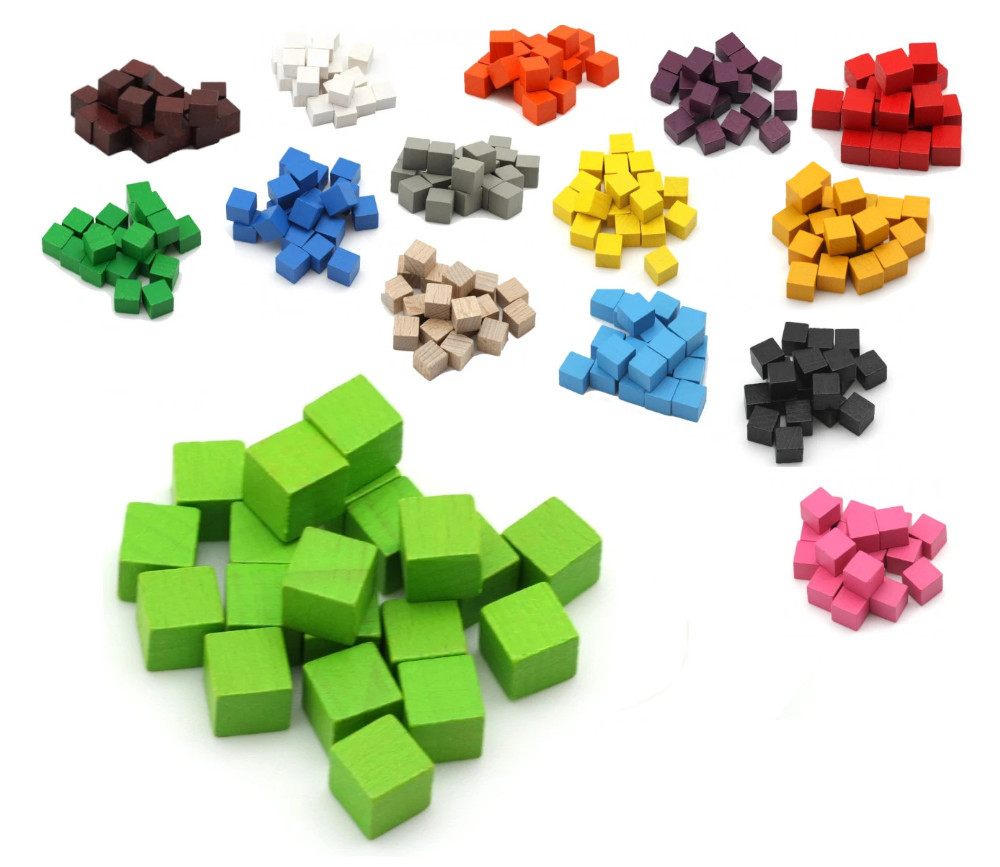 Cubes en bois 1 cm. 10 x 10 x 10 mm vert clair - bois certfiié FSC