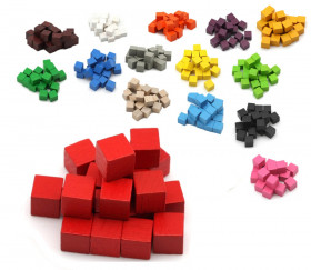 Cubes en bois 1 cm. 10 x 10 x 10 mm rouge - bois certifié FSC