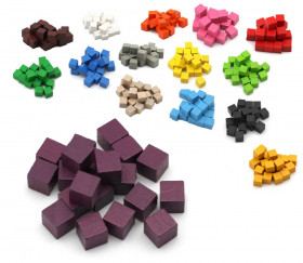Cubes en bois 1 cm. 10 x 10 x 10 mm violet - bois certfiié FSC