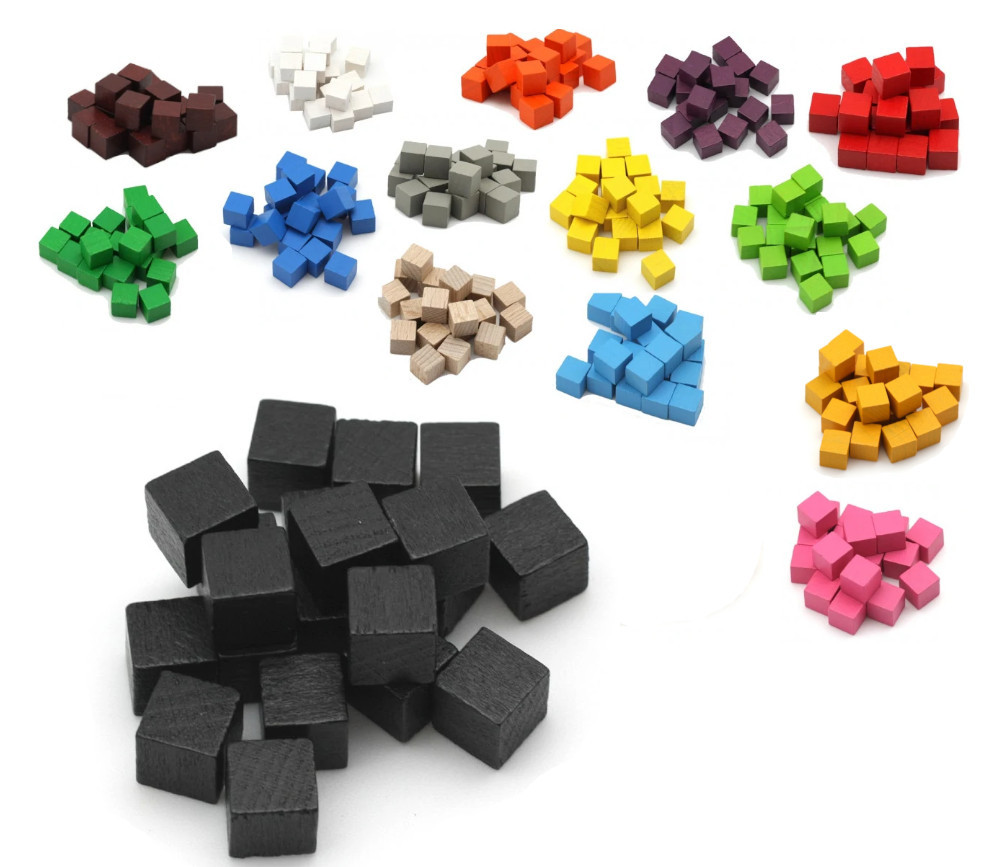 Cubes en bois 1 cm. 10 x 10 x 10 mm noir - bois certfiié FSC