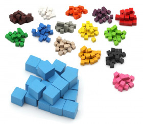 Cubes en bois 1 cm. 10 x 10 x 10 mm bleu clair - bois certfiié FSC