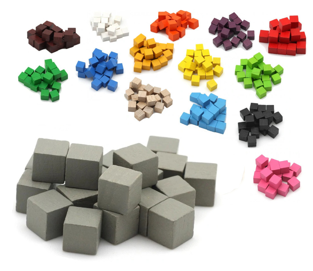 Cubes en bois 1 cm. 10 x 10 x 10 mm gris - bois certfiié FSC