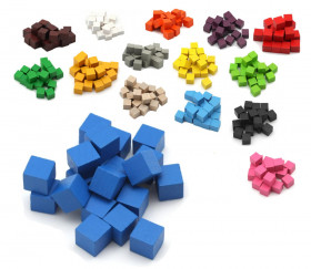 Cubes en bois 1 cm. 10 x 10 x 10 mm bleu - bois certfiié FSC