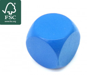 Dé neutre bleu 16 mm en bois certifié FSC sans marquage hêtre à l'unité