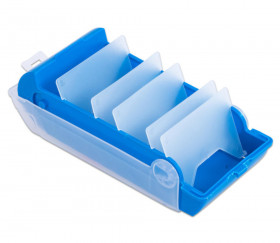 Boite à trier bleue pour cartes 20 x 9 x 6.5 cm plastique avec intercalaires amovibles