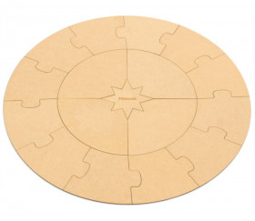 Puzzle bois rond géant neutre 70 cm - 17 pièces Montessori cercle annuel