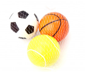3 Balles pour jeu de lancer - Ø 7 cm - mini ballon de foot, basket et balle de tennis