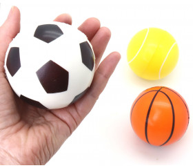 3 Balles pour jeu de lancer - Ø 7 cm - mini ballon de foot, basket et balle de tennis