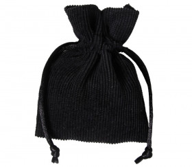 Sac noir en velours épais avec cordon de serrage - 10 x 12.5 cm