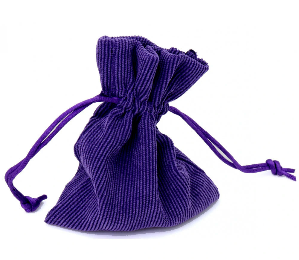Petit sac violet en velours épais avec cordon - 10 x 12.5 cm