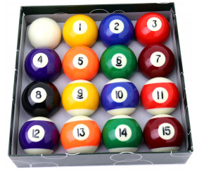 15 boules de billard colorées numérotées - Ø 51 mm