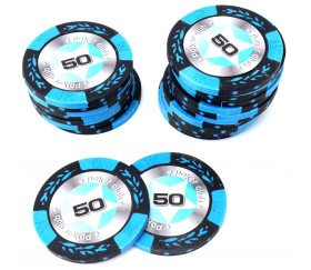 20 Jetons de poker crown argile valeur 50 - 14 gr