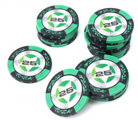 20 Jetons de poker crown argile valeur 25 - 14 gr
