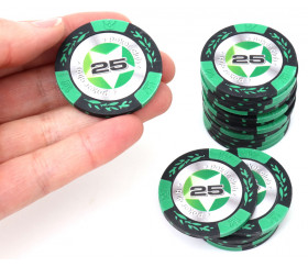 20 Jetons de poker crown argile valeur 25 - 14 gr