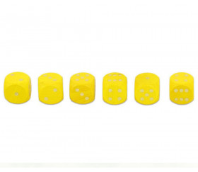 Dé bois 18 mm jaunes de 1 à 6 pour jeu de société