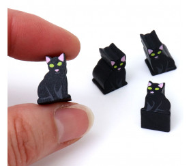 Pion chat noir en bois pur décorations ou jeux