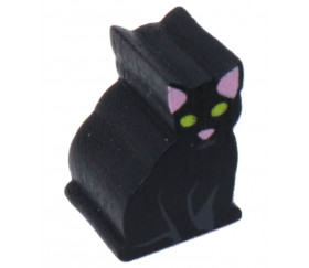 Pion de jeu chat noir en bois 15 x 11 x 10 mm