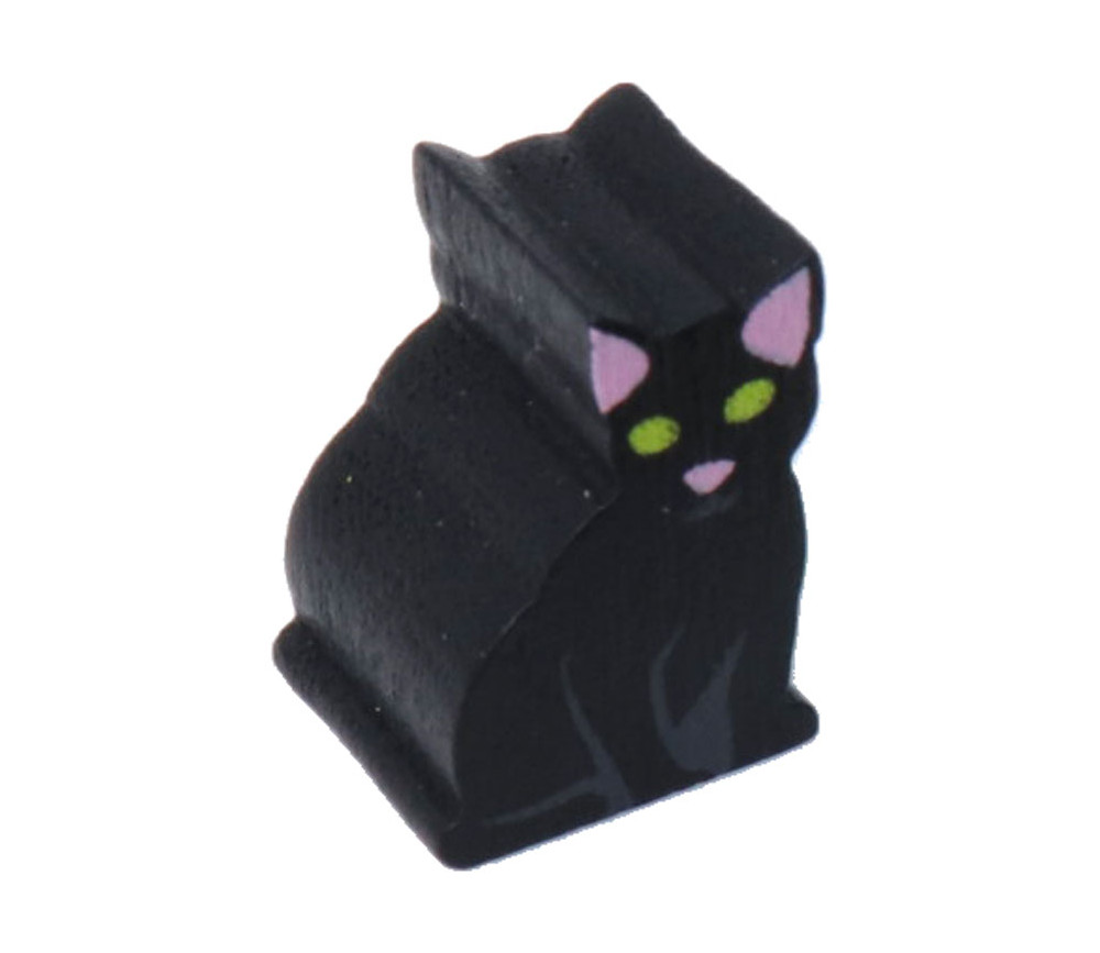 Pion de jeu chat noir en bois 15 x 11 x 10 mm