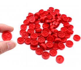 Jetons loto en plastique rouge numérotés de 1 à 90 pour tirage